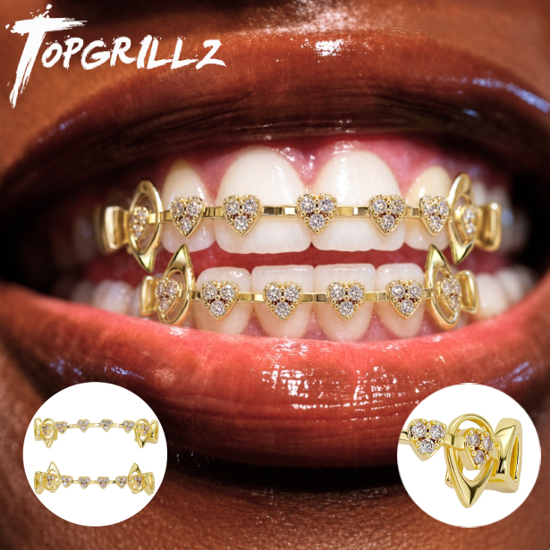 Body Jewelry Changing Kit - TOPGRILLZ Zestaw Grillz z Wydrążonymi Sercami
