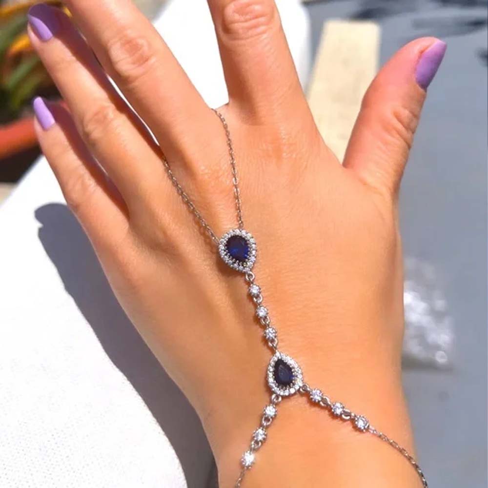 Body Jewelry Dubai - Kamienne ozdoby na dłoń Stonefans Blue