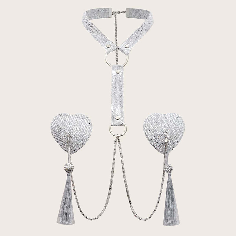 Body Jewelry Nipple Chain - Łańcuszek na piersi z frędzlami w