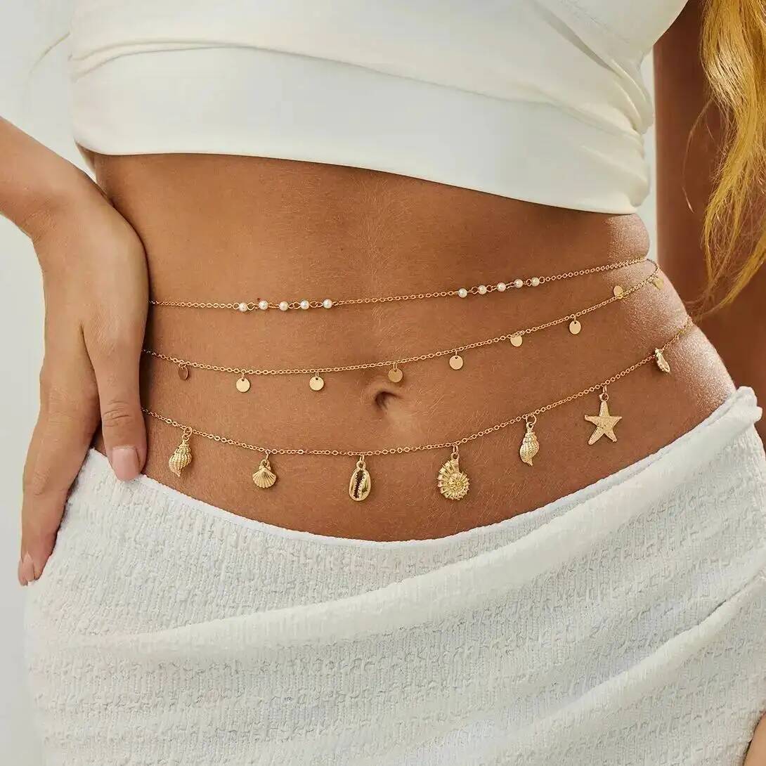 Body Jewelry Changing Kit - IngeSight.Z 3 szt./zestaw Boho Rozgwiazda Muszla