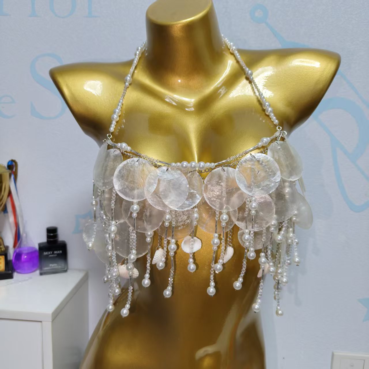 Body Jewelry Bra - Ręcznie Robiony Błyszczący Strój Syreny Top