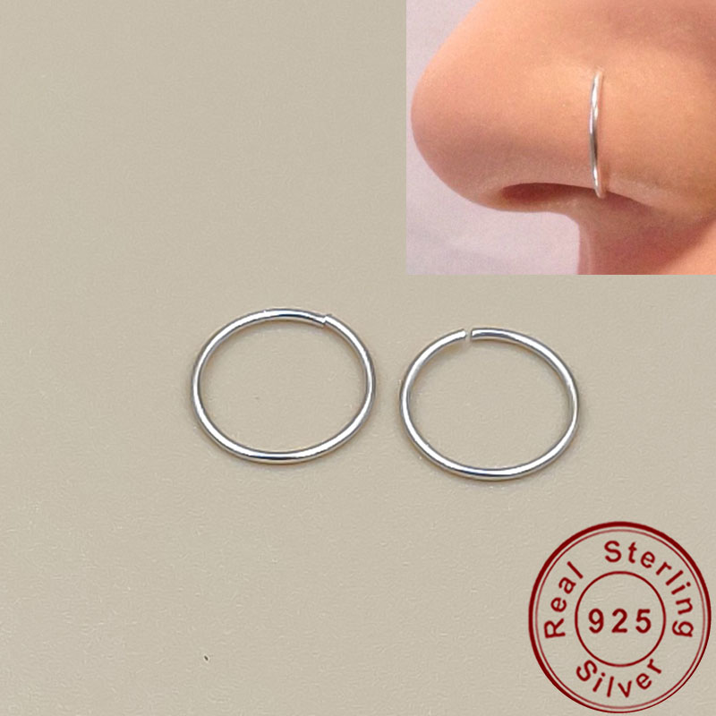 Helix Cartilage Ring - 925 srebrny kolczyk w nosie lip