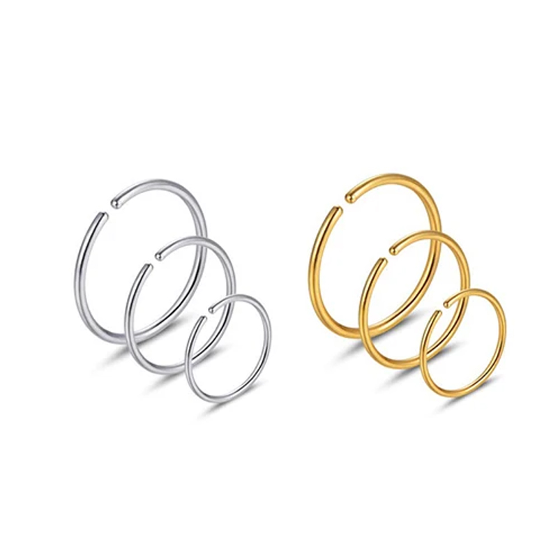 Helix Cartilage Ring - 6 sztuk/partia Hipoalergiczne kolczyki do nosa,