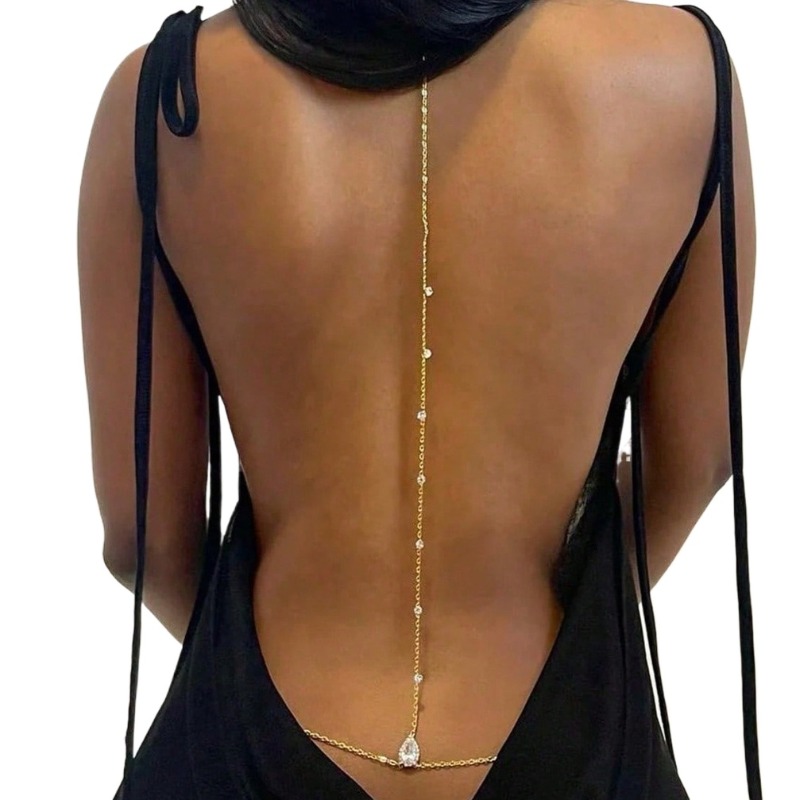 Body Jewelry Bra - Panna młoda Backless Rhinestone Waterdrop Body