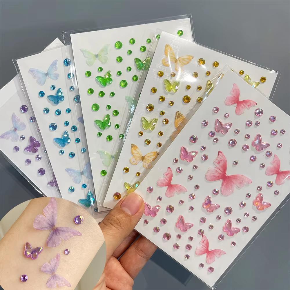 Body Jewelry Diamond - 1 arkusz Eyes Face Makeup Butterfly