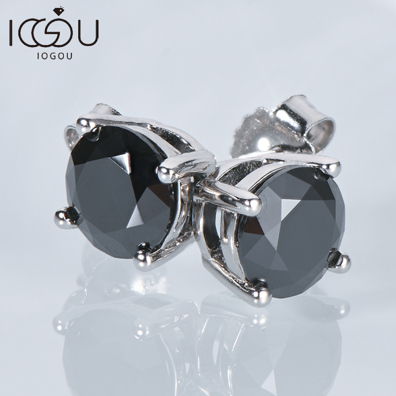 Body Jewelry Diamond - IOGOU 8mm 2CT Solitaire Black Moissanite