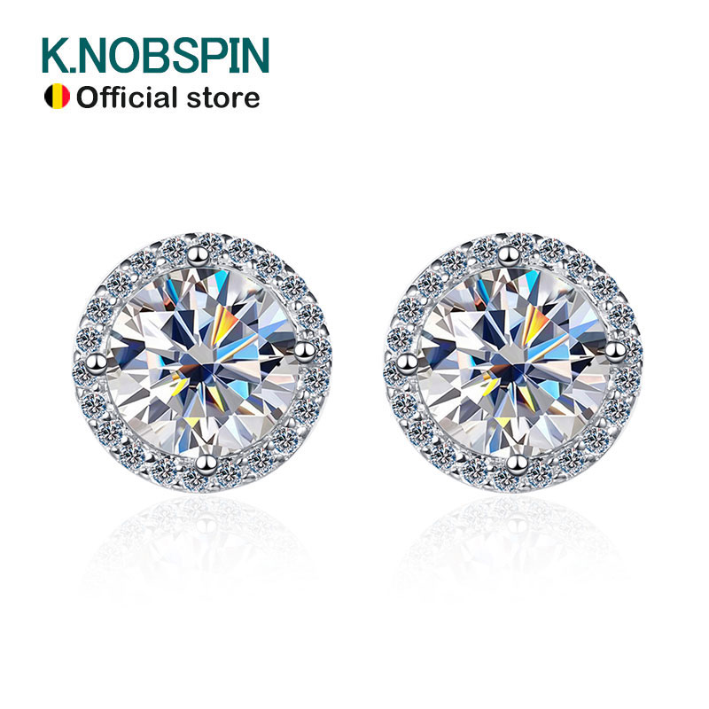 Body Jewelry Diamond - KNOBSPIN 1ct D Color Moissanite Earring