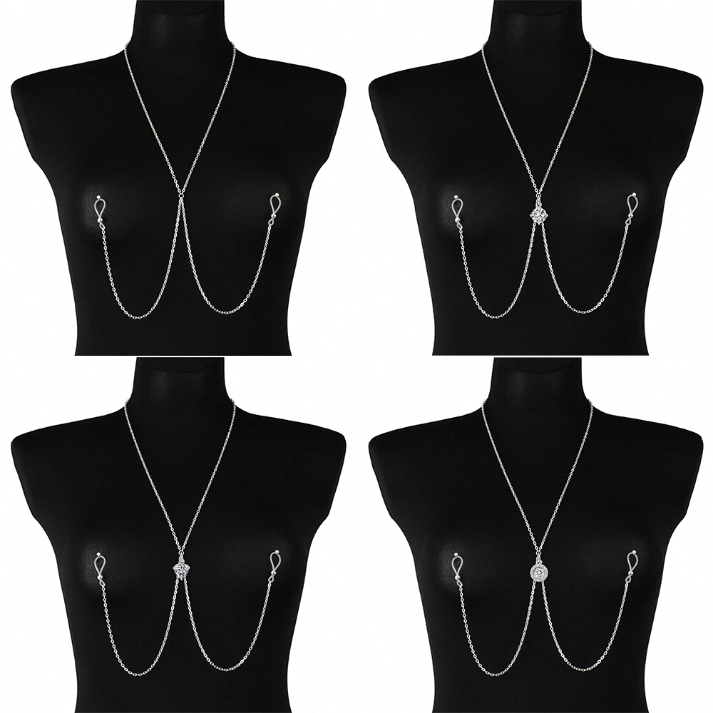Body Jewelry Nipple Chain - Łańcuszek na sutki bez przekłuwania -