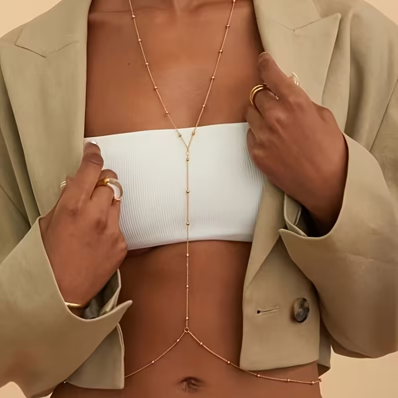 Prosty łańcuszek z koralikami  – Body Jewelry Bra recenzja i cena