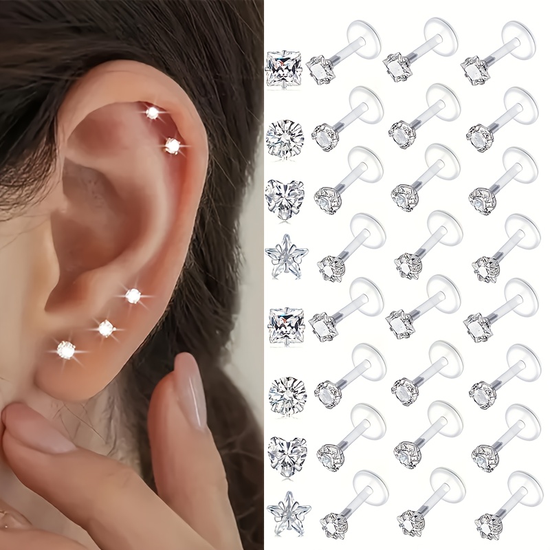 9 szt. Przezroczyste kolczyki  – Helix Cartilage Ring recenzja i cena