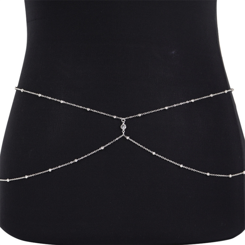Clear Rhinestone Beaded Belly  – Body Jewelry Bra recenzja i cena