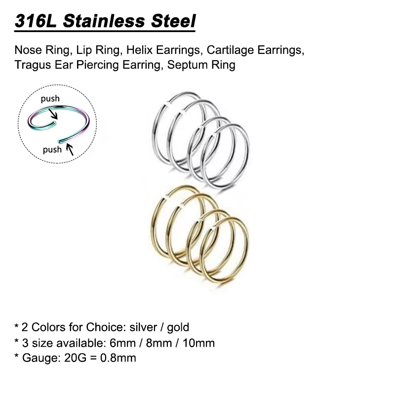 6 sztuk/partia Hipoalergiczne  – Helix Cartilage Ring recenzja i cena