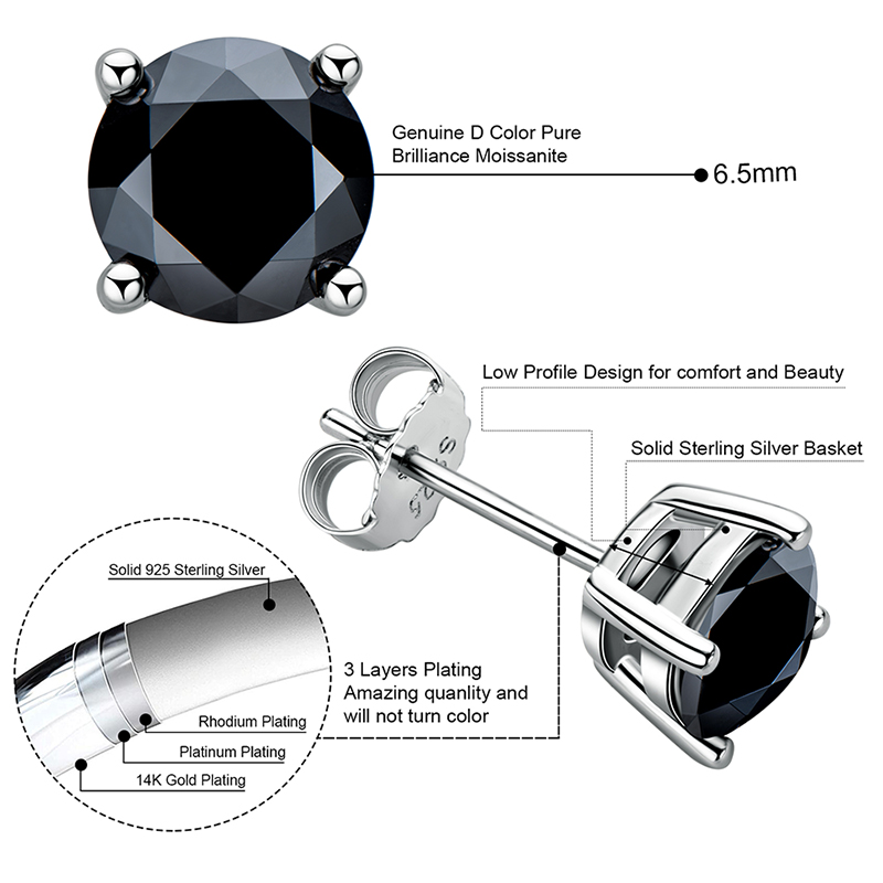 IOGOU 8mm 2CT Solitaire Black  – Body Jewelry Diamond recenzja i cena